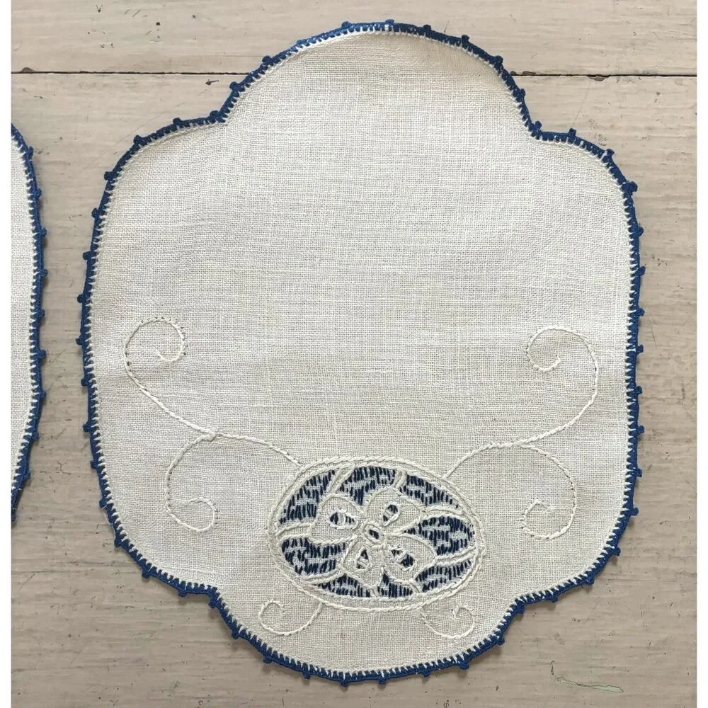 Vintage Cottage Doily Lot Embroidered Linen Shabby Decor Heirloom Crochet Retro